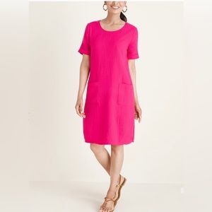 NWT Chicos Pink Patch Pocket Shift haute pink dress 100% cotton 1